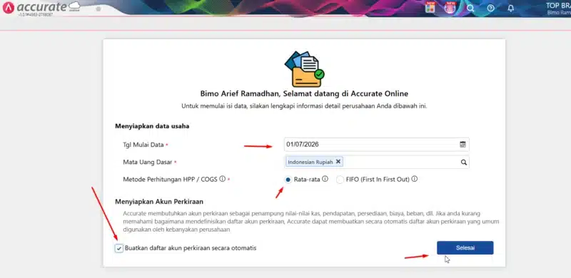 menyiapkan database accurate online
