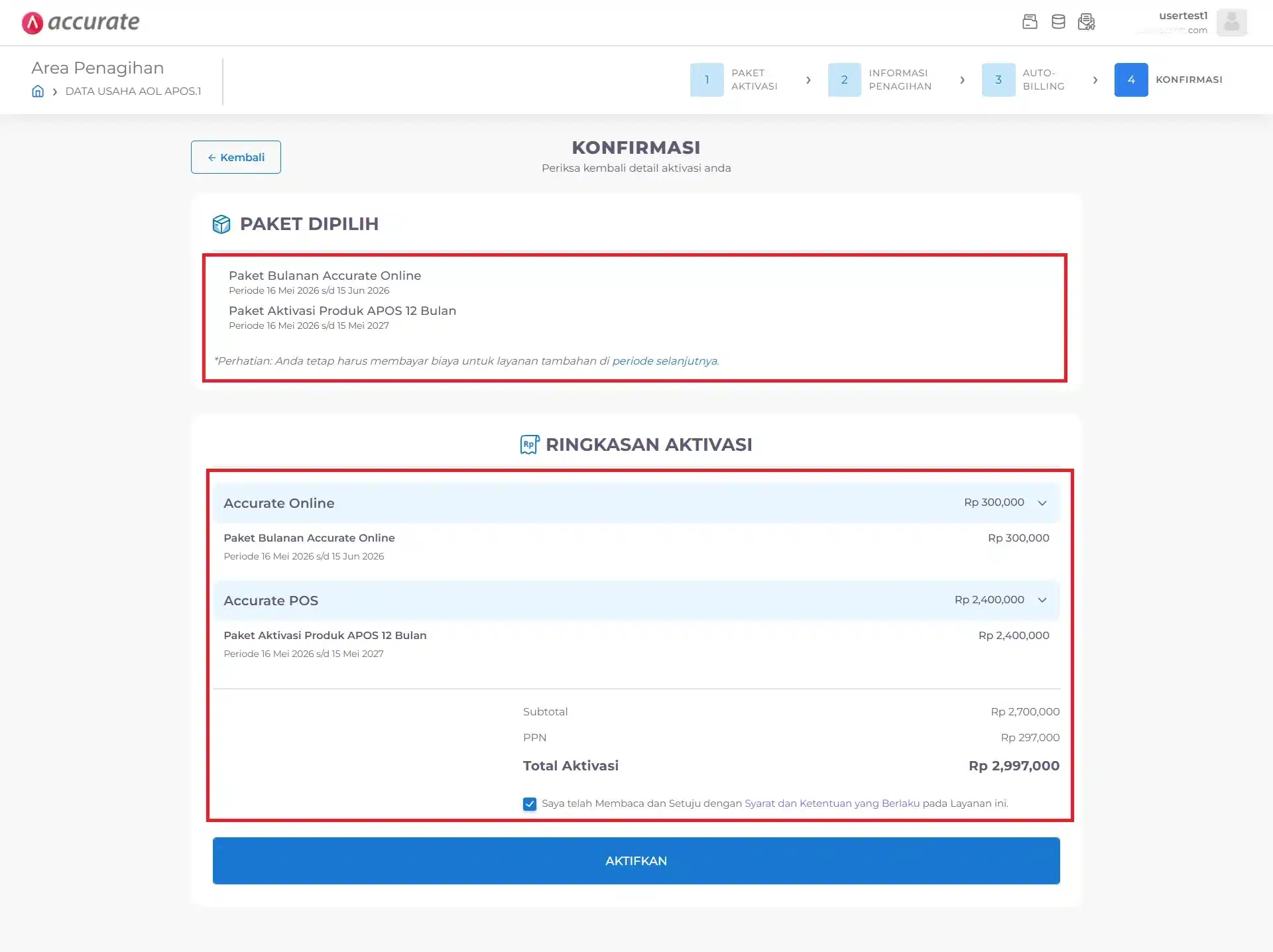 konfirmasi selesai aktivasi prepaid accurate online