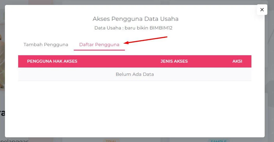 daftar seluruh user pengguna