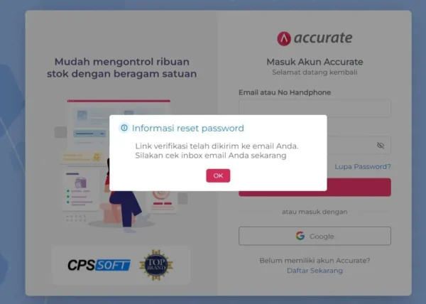 lupa pasword link verifikasi di kirim ke email