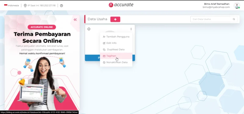 tagihan depsoite accurate online