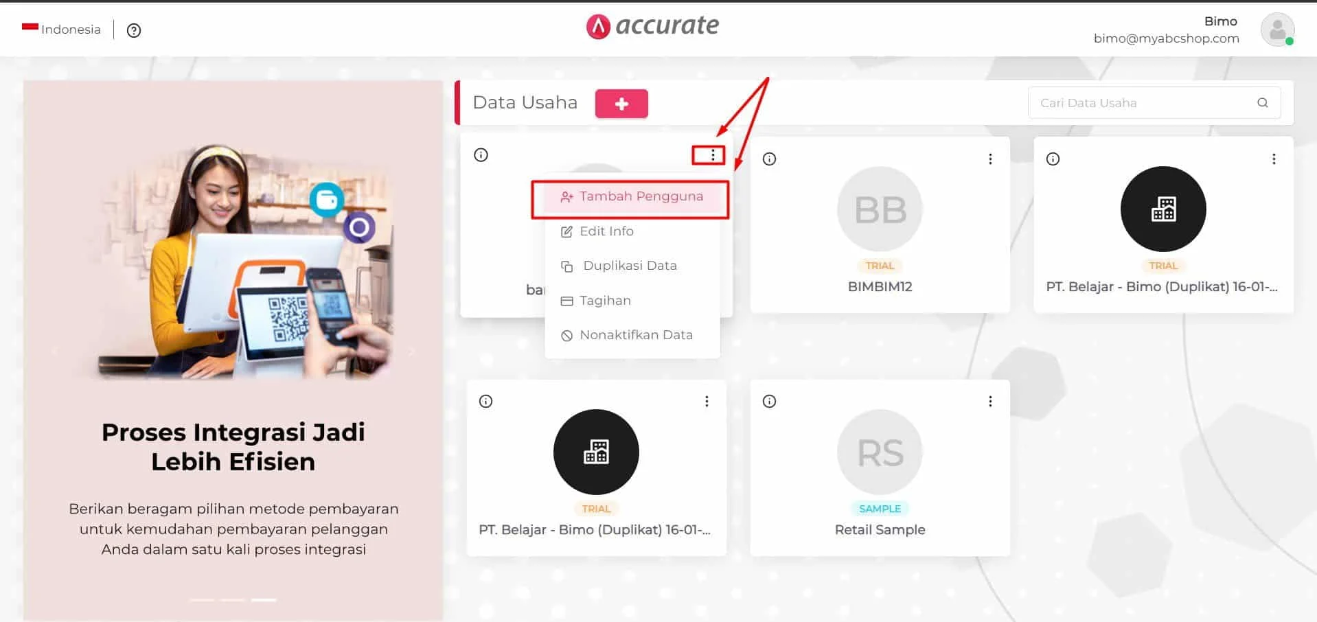 tambah pengguna accurate online